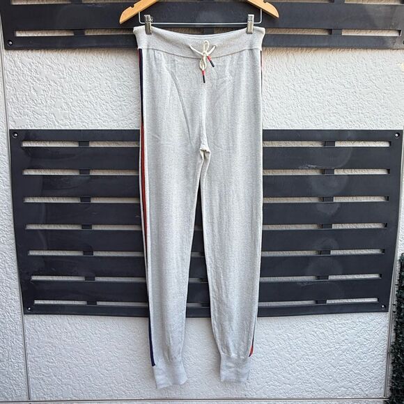 SoHo by Stephanie Horne Knit Joggers Gray w/ Red & Navy Side Stripes | Medium - Picture 1 of 8
